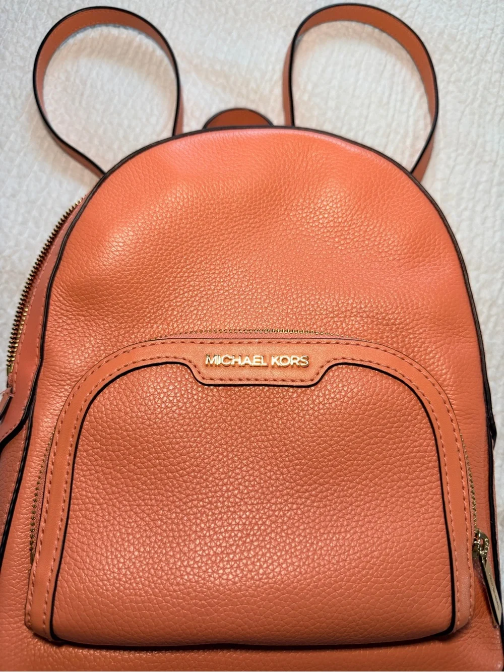 Michael Kors Medium Jaycee Zip Pocket Pebbled Leather Backpack Sherbet - Picture 5 of 15